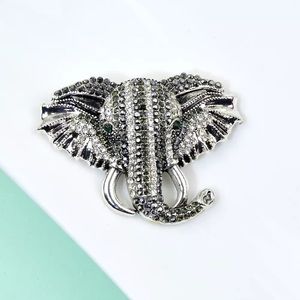 SILVER RHINESTONES ELEPHANT BROOCH / PIN